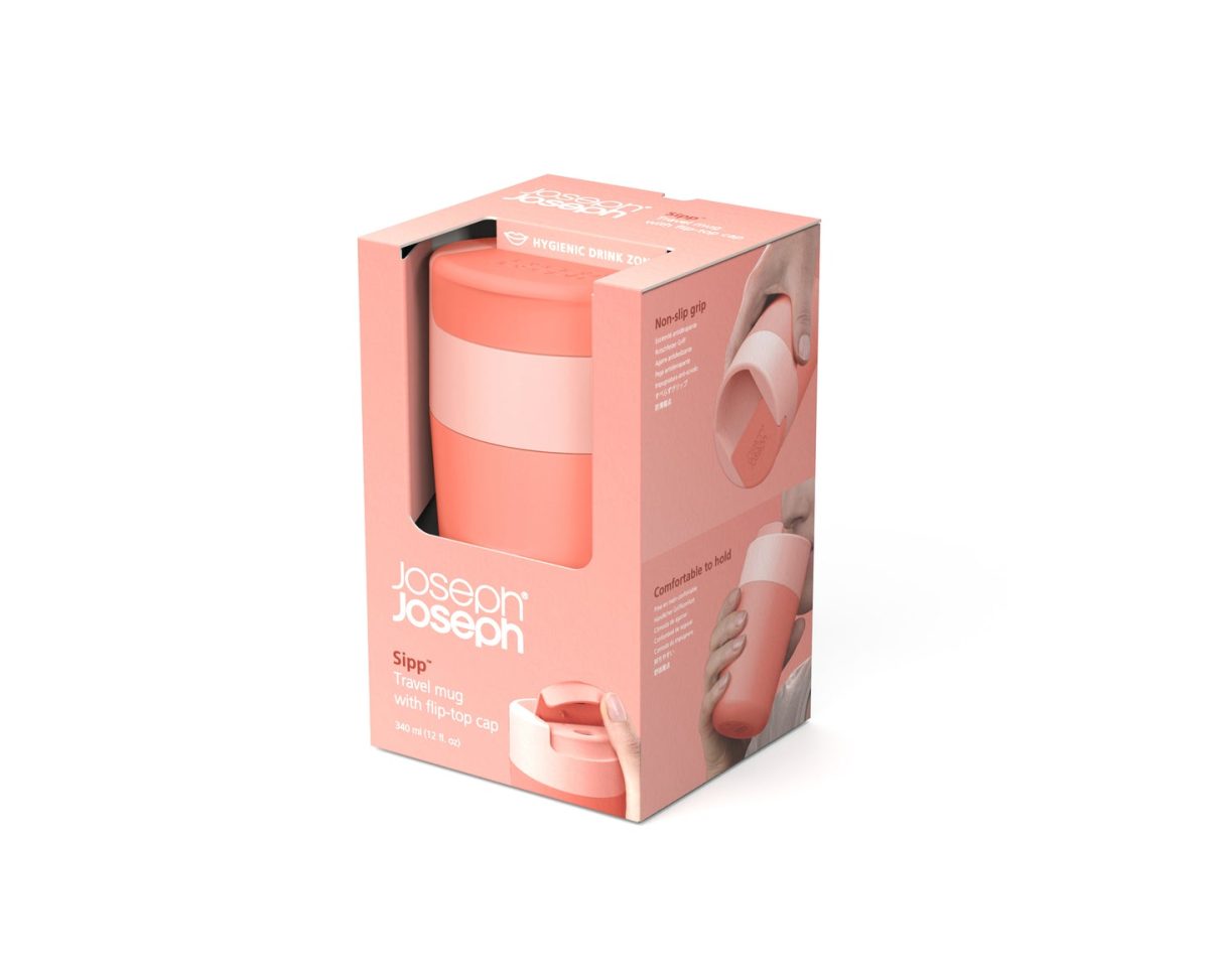 Joseph Joseph Sipp™ Travel Mug with Hygienic Lid 340ml Coral