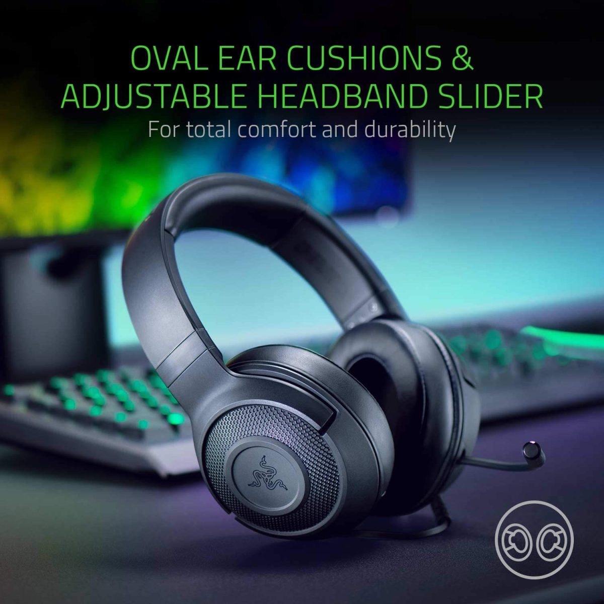 Razer   Kraken   X   Lite   Ultralight   Gaming   Headset:   7.1   Surround   Sound   -   Black